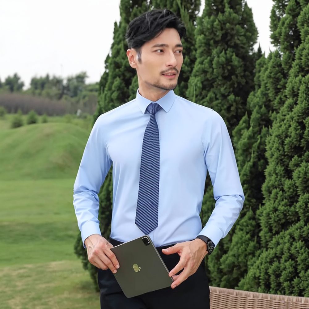 Breathable Bamboo Fiber Shirt Non Iron - เสื้อเชิ้ตแขนยาวสำหรับผู้ชาย ผ้าใยไผ่ ระบายอากาศได้ดี ป้องกันแบคทีเรีย ยืดหยุ่น ไม่ต้องรีด