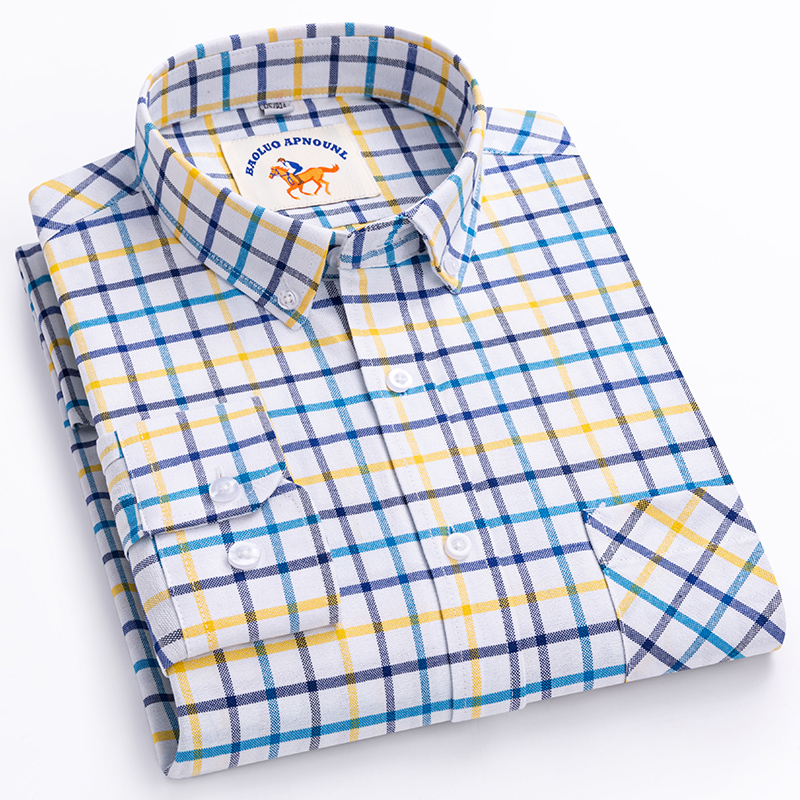 เสื้อเชิ้ตใหม่ ไซส์ใหญ่พิเศษ 5 - Oxford Cotton Casual Shirt Business บทวิจารณ์และราคา