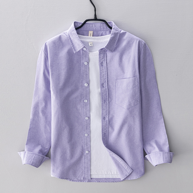 เสื้อเชิ้ตแขนยาวผ้าฝ้ายแบรนด์เ - Oxford Cotton Casual Shirt Business บทวิจารณ์และราคา