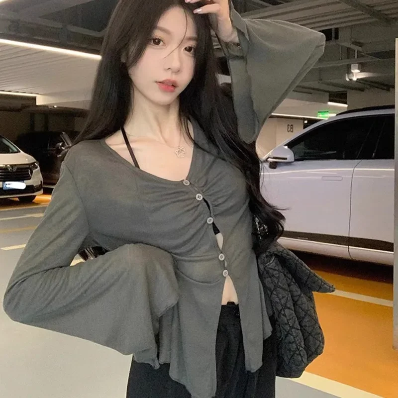 เสื้อเชิ้ตแขนบานโปร่ง - เสื้อเ - Shirts บทวิจารณ์และราคา
